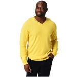 Gelbe V-Ausschnitt Kaschmir-Pullover für Herren Übergrößen 