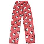 Reduzierte Hello Kitty Pyjamahosen lang aus Flanell für Damen Größe XL für den für den Winter 