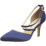 Reduzierte Marineblaue Elegante High Heels & Stiletto-Pumps aus Satin für Damen Größe 39 für die Braut 
