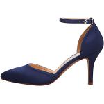 Marineblaue Elegante Spitze High Heels & Stiletto-Pumps mit Riemchen aus Satin für Damen Größe 41 für die Braut 