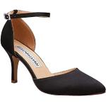 Schwarze Elegante Spitze High Heels & Stiletto-Pumps mit Riemchen aus Satin für Damen Größe 40 für die Braut 