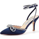 Marineblaue Elegante High Heels & Stiletto-Pumps aus Satin Größe 39 für die Braut 