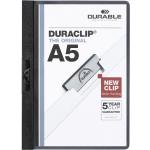 Schwarze Durable DURACLIP Klemmmappen DIN A5 aus Kunststoff 25-teilig 