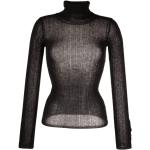 Reduzierte Schwarze Langärmelige Rollkragen Kaschmir-Pullover aus Wolle für Damen Größe L für den für den Winter 