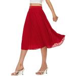Rote Midi Chiffonröcke aus Chiffon für Damen Größe XL für den für den Sommer 