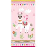 Pinke Good Morning Badehandtücher & Badetücher mit Lama-Motiv aus Textil 75x150 