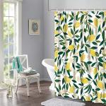 Zitronengelbe Textil-Duschvorhänge mit Zitronenmotiv aus Textil 200x200 