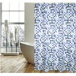 Duschvorhang MSV Mosaiko Textil 180 x 200 cm weiß/blau