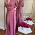 Rosa Maxi Lange Abendkleider aus Jersey maschinenwaschbar für Damen für Brautjungfern 