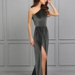 Altrosa Elegante Maxi Abendkleider mit Schleppe aus Samt für Damen Größe 3 XL für Hochzeitsgäste für den für den Winter 