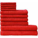 Rote Unifarbene Dyckhoff Kristall Handtücher Sets aus Baumwolle trocknergeeignet 70x140 10-teilig 