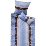 Blaue Gestreifte Dyckhoff bügelfreie Bettwäsche mit Reißverschluss aus Baumwolle 135x200 