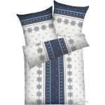 Blaue Dyckhoff Schneeflocke bügelfreie Bettwäsche mit Reißverschluss aus Baumwolle trocknergeeignet 135x200 