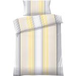 Gelbe Gestreifte Dyckhoff bügelfreie Bettwäsche mit Reißverschluss aus Baumwolle 135x200 