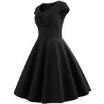 Schwarze Unifarbene Vintage Kurzärmelige V-Ausschnitt Kurze Abendkleider mit Fransen aus Spitze für Damen Größe M zum Abschlussball 