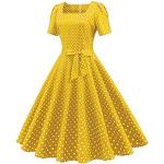 Gelbe Blumenmuster Gothic Kurzärmelige Kurze Abendkleider mit Fransen mit Knopf aus Chiffon für Damen Größe M zum Abschlussball 