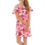 Schulterfreie Blumenkleider für Kinder & Blümchenkleider für Kinder aus Baumwolle für Mädchen Größe 152 für den für den Frühling 