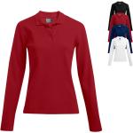 Rote Langärmelige Promodoro Langarm-Poloshirts aus Baumwolle für Damen Größe S 