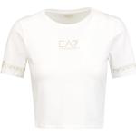 Reduzierte Weiße Sportliche Armani Emporio Armani U-Ausschnitt T-Shirts aus Baumwolle für Damen Größe S 