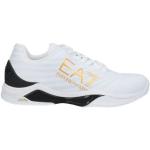 Reduzierte Weiße Armani EA7 Low Sneaker mit Schnürsenkel aus Stoff für Herren Größe 43,5 