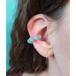 Pastellgrüne Runde Ear Cuffs & Ohrklemmen versilbert aus Glas 
