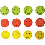 EAST-WEST Trading GmbH Magnete Smile, Emoticon, 12 Stück im Set, Kühlschrankmagnete, Ampel-Smile-Magnete in DREI Farben, witzige Gute Laune Magnete, Durchmesser jeweils 4 cm