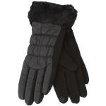 Schwarze Lederhandschuhe aus Kunstfell für Damen Einheitsgröße für den für den Winter 