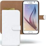 EAZY CASE Tasche kompatibel mit Samsung Galaxy S6 Schutzhülle mit Standfunktion Klapphülle Bookstyle, Handytasche Handyhülle mit Magnetverschluss und Kartenfach, Kunstleder, Weiß
