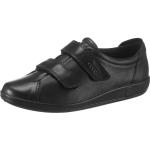 Schwarze Low Sneaker mit Klettverschluss in Breitweite aus Glattleder für Damen Größe 36 