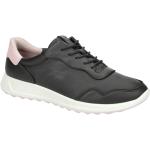 Schwarze Ecco Flexure Runde Low Sneaker mit Schnürsenkel in Breitweite aus Glattleder mit herausnehmbarem Fußbett für Damen 