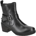 Schwarze Blockabsatz Ankle Boots & Klassische Stiefeletten mit Schnalle aus Glattleder für Damen Größe 40 