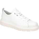 Weiße Ecco NOUVELLE Runde Nachhaltige Low Sneaker in Normalweite aus Glattleder mit herausnehmbarem Fußbett für Damen 