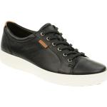 Schwarze Ecco Soft 7 Runde Nachhaltige Low Sneaker mit Schnürsenkel in Normalweite aus Rindsleder mit herausnehmbarem Fußbett für Herren Größe 47 