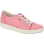Pinke Ecco Soft 7 Runde Nachhaltige Low Sneaker in Normalweite aus Veloursleder mit herausnehmbarem Fußbett für Damen 