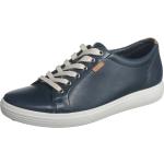 Marineblaue Elegante Ecco Soft 7 Nachhaltige Low Sneaker aus Glattleder atmungsaktiv für Damen 