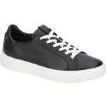 Schwarze Ecco Street Tray Runde Low Sneaker in Normalweite aus Rindsleder mit herausnehmbarem Fußbett für Damen Größe 40 