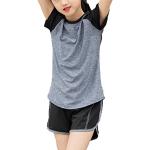 Echinodon Mädchen Sport Set Shirt + Shorts Schnelltrockend Anzug für Yoga Jogging Training Grau 170