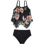 Schwarze Blumenmuster Bikini-Tops für Kinder für Mädchen Größe 104 für den für den Sommer 