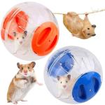 Hamster Mini Running Fitness Ball, Niedliches Hamsterspielzeug aus Kunststoff, Kleintierspielzeug, Übungsrad, 2 Stück, Blau, Orange