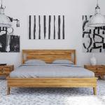 Braune Retro Basilicana Rechteckige Holzbetten geölt aus Massivholz 180x210 