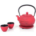 Rote Moderne Echtwerk Teekannen 1,1l aus Metall 