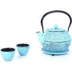 Hellblaue Moderne Echtwerk Teekannen mit Tasse aus Edelstahl 