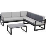 Reduzierte Graue Moderne Lounge Gartenmöbel & Loungemöbel Outdoor aus Aluminium 3-teilig 