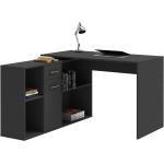 Schwarze CARO-Möbel Diego Eckschreibtische mit Schublade Breite 100-150cm, Höhe 100-150cm, Tiefe 50-100cm 