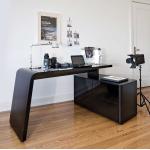 Schwarze Moderne Franco Möbel Rechteckige Eckschreibtische lackiert aus Glas mit Schublade Breite 150-200cm, Höhe 50-100cm, Tiefe 100-150cm 