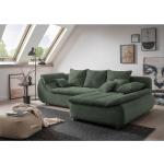 Reduzierte Grüne Moderne L-förmige Wohnlandschaften mit Bettfunktion aus Cord Breite 150-200cm, Höhe 250-300cm 