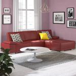 Rote Sit & More L-förmige Wohnlandschaften mit Bettfunktion aus Leder Breite 150-200cm, Höhe 250-300cm 