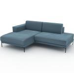 Ecksofa Samt Pastellblau - Flexible Designer-Polsterecke, L-Form: Beste Qualität, einzigartiges Design - 224 x 81 x 162 cm, konfigurierbar