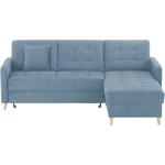 Blaue Möbel Kraft L-förmige Ecksofas mit Schlaffunktion & Funktionsecken Breite 200-250cm, Höhe 50-100cm, Tiefe 150-200cm 