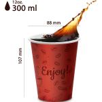 Dunkelbraune Teegläser 300 ml mit Kaffee-Motiv Einweg 50-teilig 